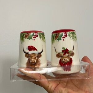 Festive Highland Cow Salt and Pepper Shakers